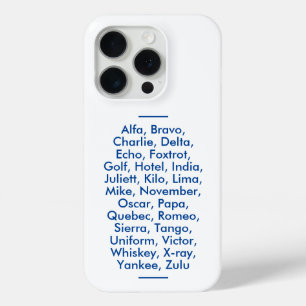 "NATO"発音文字、アルファからズル iPhone 15 PROケース