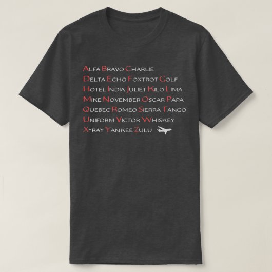 NATO Phonetic Alphabet T Tシャツ (デザイン正面)