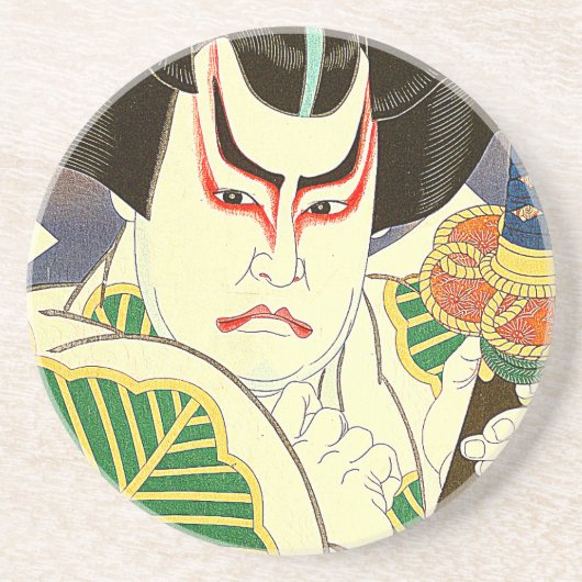 Natori Shunsenの名取春仙による日本人のKabuki俳優の芸術 コースター (正面)
