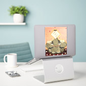 Natosha, The Elephant 8" x 8"コンターシール シール (デスク上のノートパソコン)