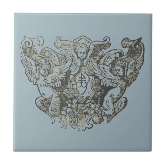 Nattier-blue Angels – Coat of arms – Emblem タイル (正面)