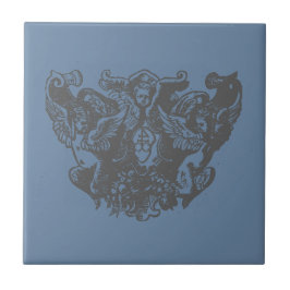 Nattier-blue Angels – Coat of arms Emblem baroque タイル
