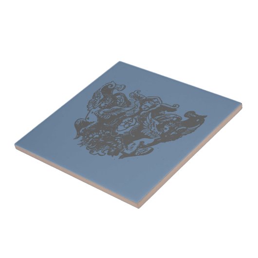 Nattier-blue Angels – Coat of arms Emblem baroque タイル (側面)