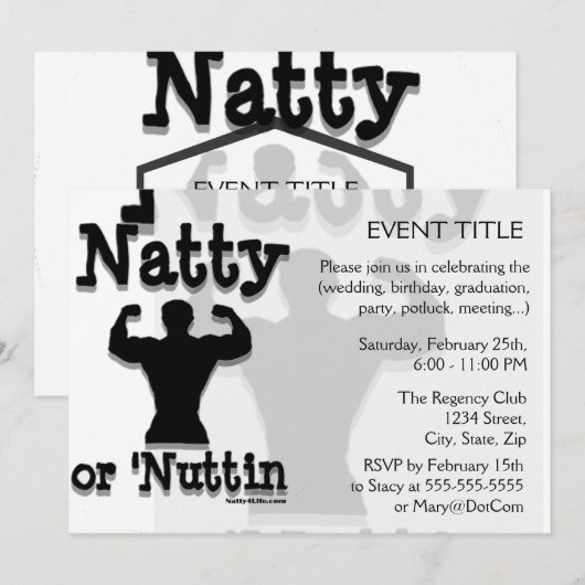 NattyまたはNuttinのロゴ衣服 招待状 (正面/裏面)