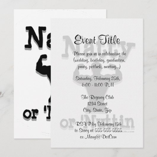 NattyまたはNuttinのロゴ衣服 招待状 (正面/裏面)