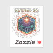 Natural 20 Flaming D20 Dice | Epic D&D Critical   シール (シート)