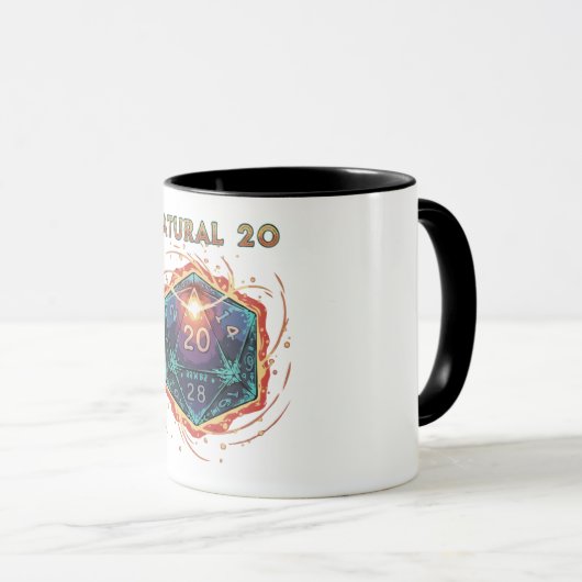 Natural 20 Flaming D20 Dice | Epic D&D Critical   マグカップ (正面右)