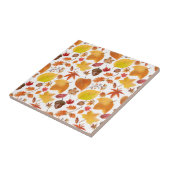 Natural Autumn Earth Tones Leaves and Acorns タイル (側面)