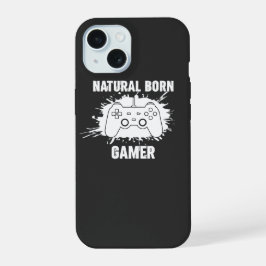 ​Natural Born Gamer - Splatter Style Gaming T-Shir iPhone 15ケース