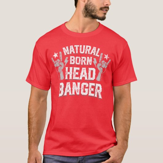 Natural born Headbanger Devil horns Heavy Metal gi Tシャツ (正面)