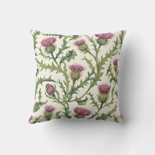 Natural Botanical Thistle Pattern クッション (裏面)
