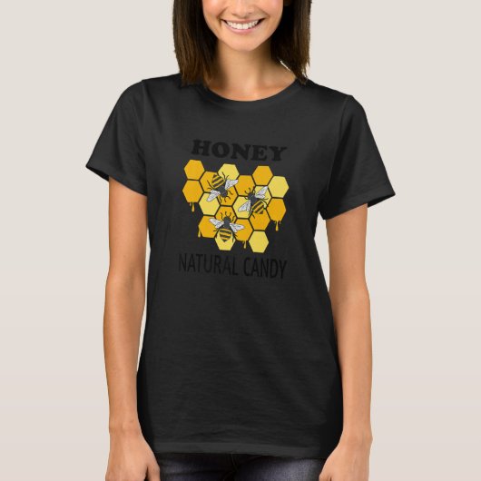 Natural Candy Funny Quote Wildlife Honey Bees Prem Tシャツ (正面)
