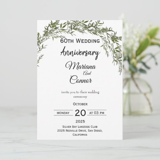 Natural Classic Greenery Wedding Anniversary 招待状 (スタンド正面)
