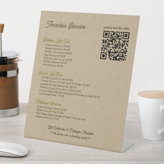 Natural Color クラシック Line Texture Serviceリスト 台座サイン (インサイチュ)