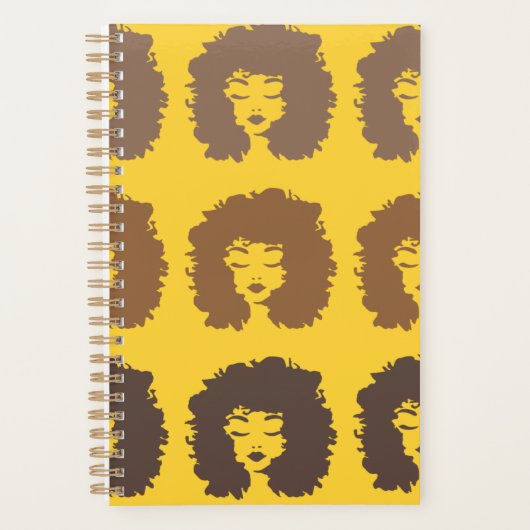 Natural Curly Hair Yellow Brown Spiral Bound  プランナー手帳 (正面)