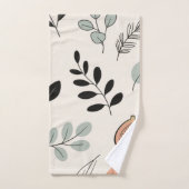 Natural Ease – Fine-Line Leaf Art Towel バスタオルセット (ハンドタオル)