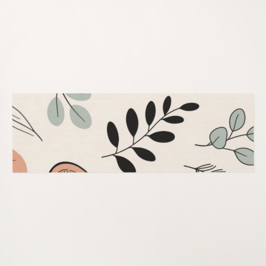 Natural Ease – Fine-Line Leaf Art Towel ヨガマット (裏面(横))