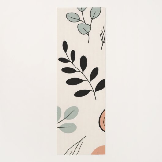 Natural Ease – Fine-Line Leaf Art Towel ヨガマット (裏面)