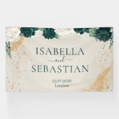 Natural Emerald Green & Blush Rose Floral Wedding 横断幕 (横)