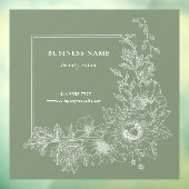 Natural Floral Border Beauty Salon Muted Green ウィンドウサイン (シート3)