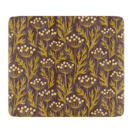 Natural Floral Pattern: Golden Accents  Dark Canva カッティングボード