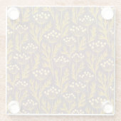 Natural Floral Pattern: Golden Accents  Dark Canva ガラスコースター (裏面)