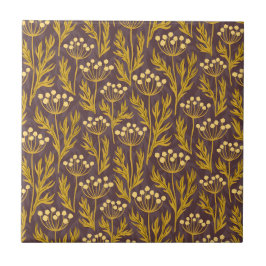 Natural Floral Pattern: Golden Accents  Dark Canva タイル
