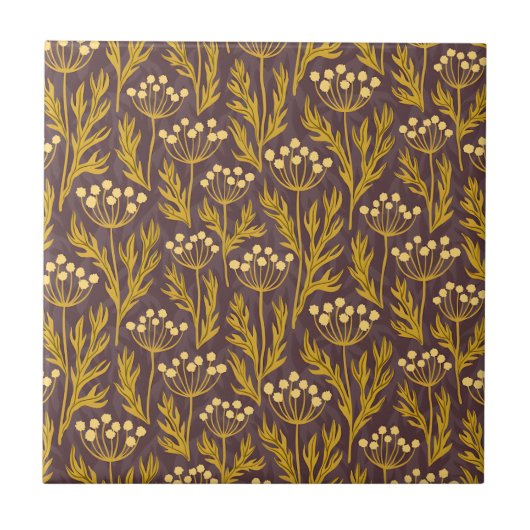 Natural Floral Pattern: Golden Accents  Dark Canva タイル (正面)