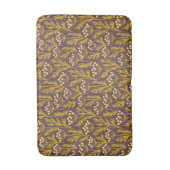 Natural Floral Pattern: Golden Accents  Dark Canva バスマット (正面縦)