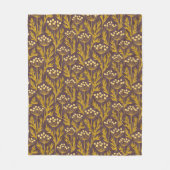 Natural Floral Pattern: Golden Accents  Dark Canva フリースブランケット (正面)