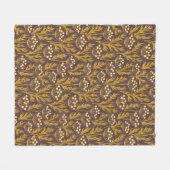 Natural Floral Pattern: Golden Accents  Dark Canva フリースブランケット (正面(横))