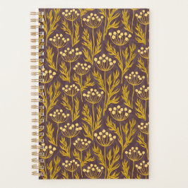 Natural Floral Pattern: Golden Accents  Dark Canva プランナー手帳