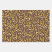 Natural Floral Pattern: Golden Accents  Dark Canva ラッピングペーパーシート (正面3)