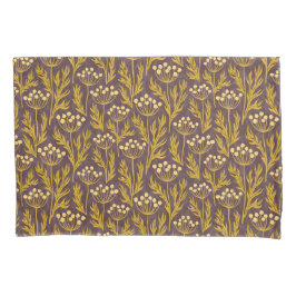 Natural Floral Pattern: Golden Accents  Dark Canva 枕カバー