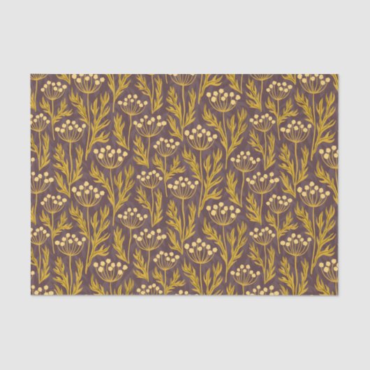 Natural Floral Pattern: Golden Accents  Dark Canva 薄葉紙 (正面)
