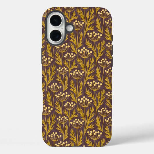 Natural Floral Pattern: Golden Accents  Dark Canva Case-Mate iPhoneケース (裏面)