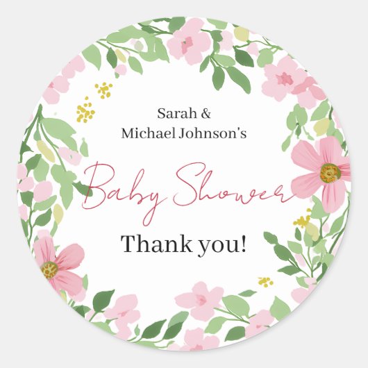 Natural Garden Baby Shower ラウンドシール (正面)