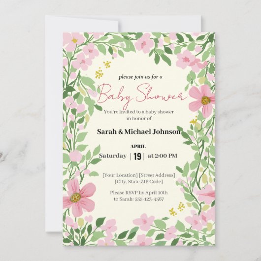 Natural Garden Baby Shower 招待状 (正面)