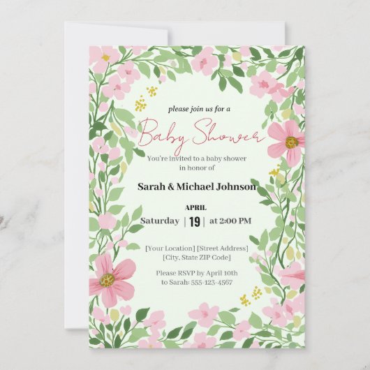 Natural Garden Baby Shower 招待状 (正面)