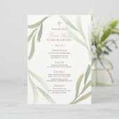 Natural Green Foliages First Holy Communion Menu 招待状 (スタンド正面)
