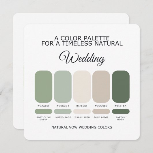 Natural Green Wedding Color Palette Card 招待状 (正面/裏面)