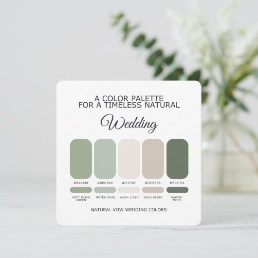 Natural Green Wedding Color Palette Card 招待状 (スタンド正面)