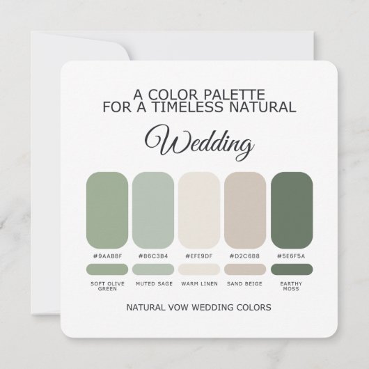 Natural Green Wedding Color Palette Card 招待状 (裏面)