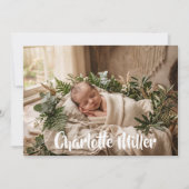 Natural Greenery Newborn Baby Birth Announcement 案内状 (正面)