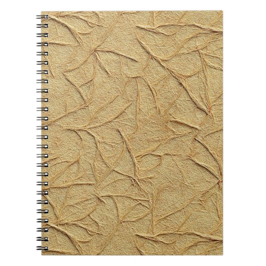 Natural Handmade Paper Texture in Warm Beige ノートブック (正面)