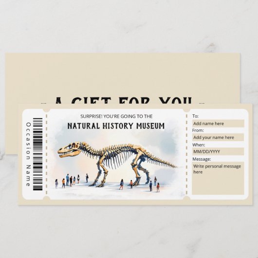 Natural History Museum Gift Certificate Template 招待状 (正面/裏面)