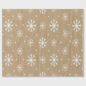 Natural Kraft Style White Snowflake Pattern ラッピングペーパー (フラット)