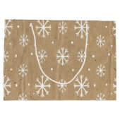 Natural Kraft Style White Snowflake Pattern ラージペーパーバッグ (裏面)