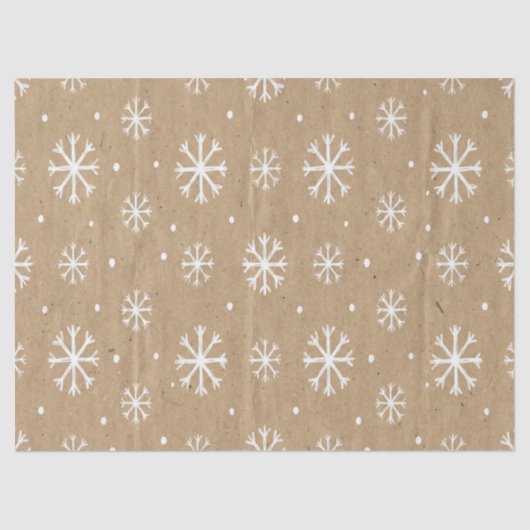 Natural Kraft Style White Snowflake Pattern 薄葉紙 (正面)