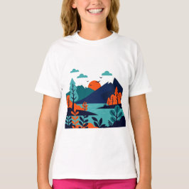 Natural landscape in minimalist style tシャツ